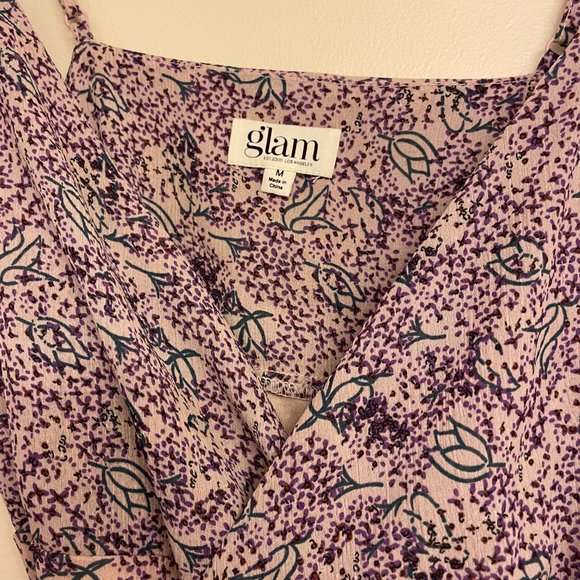 Glam Medium Purple Floral Wrap Dress - Picture 2 of 4